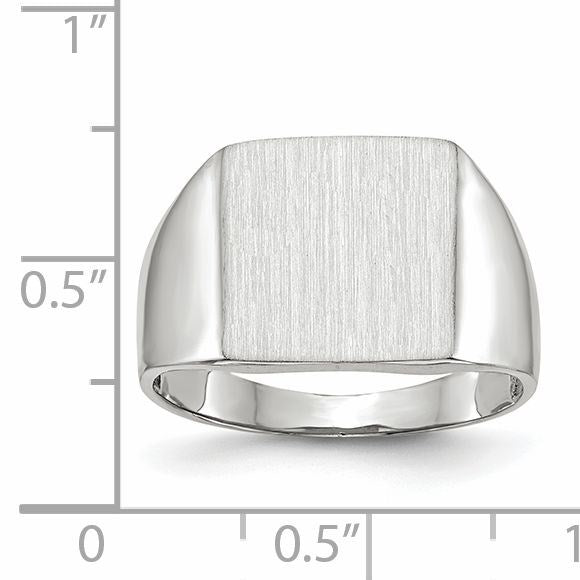 14k White Gold 13.0x13.0mm Square Closed Back Signet Ring