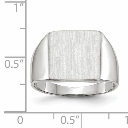 14k White Gold 13.0x13.0mm Square Closed Back Signet Ring