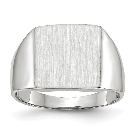 14k White Gold 13.0x13.0mm Square Closed Back Signet Ring