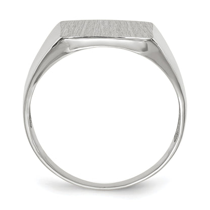 14k White Gold 13.0x13.5mm Square Open Back Satin Mens Signet Ring