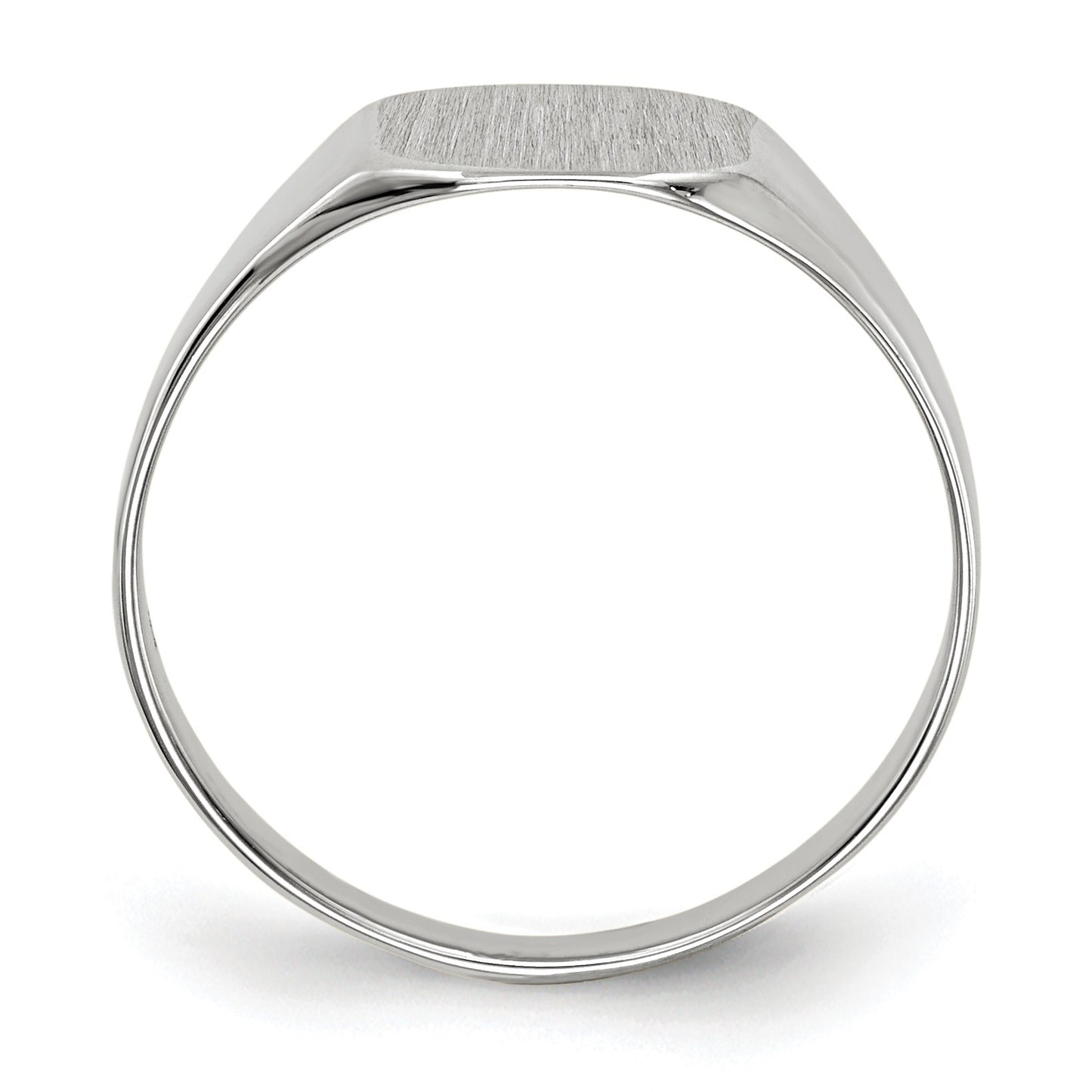 14k White Gold 8.5x8.5mm Cushion Closed Back Signet Ring