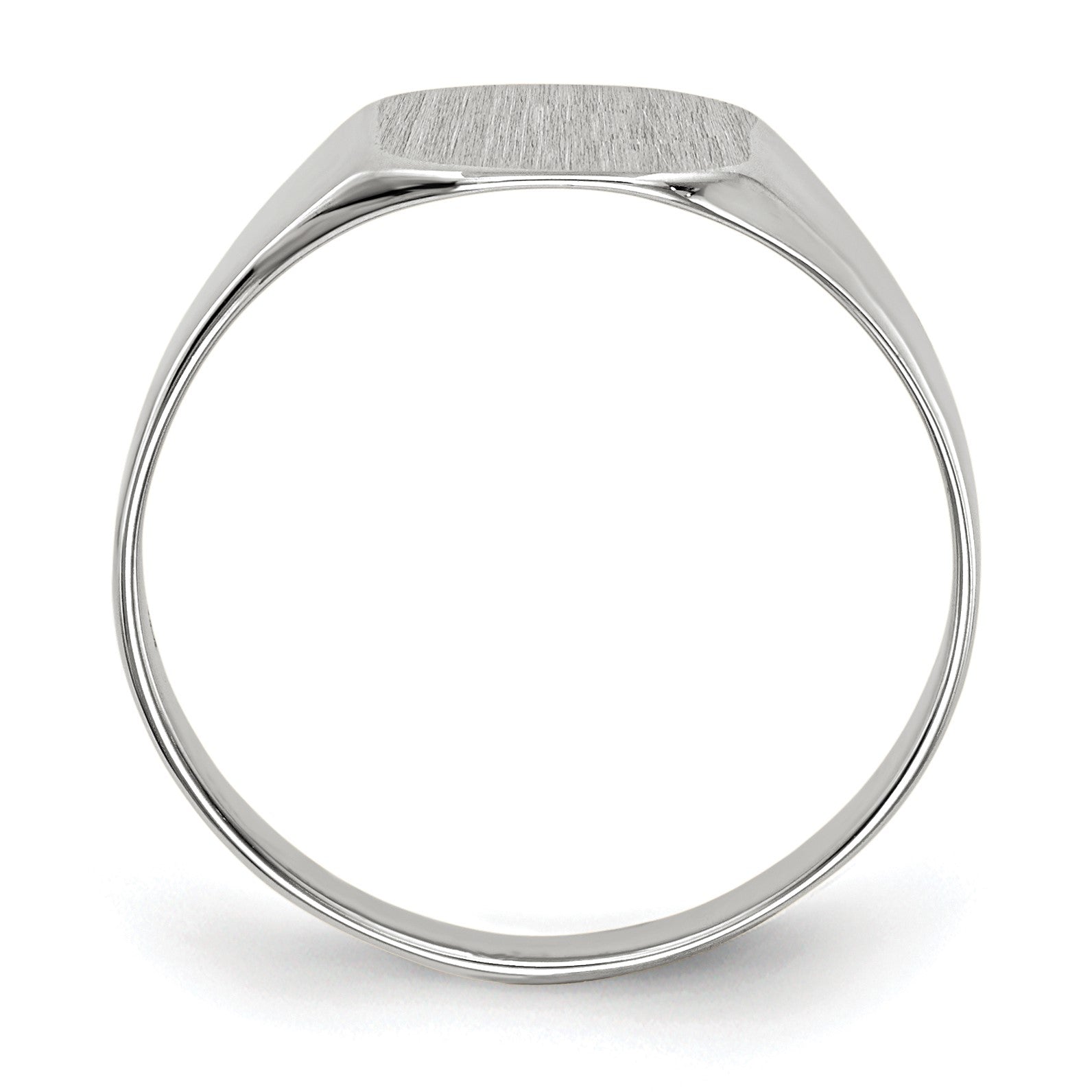 14k White Gold 8.5x8.5mm Cushion Closed Back Signet Ring