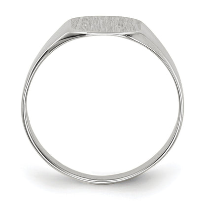 14k White Gold 8.5x8.5mm Cushion Closed Back Signet Ring