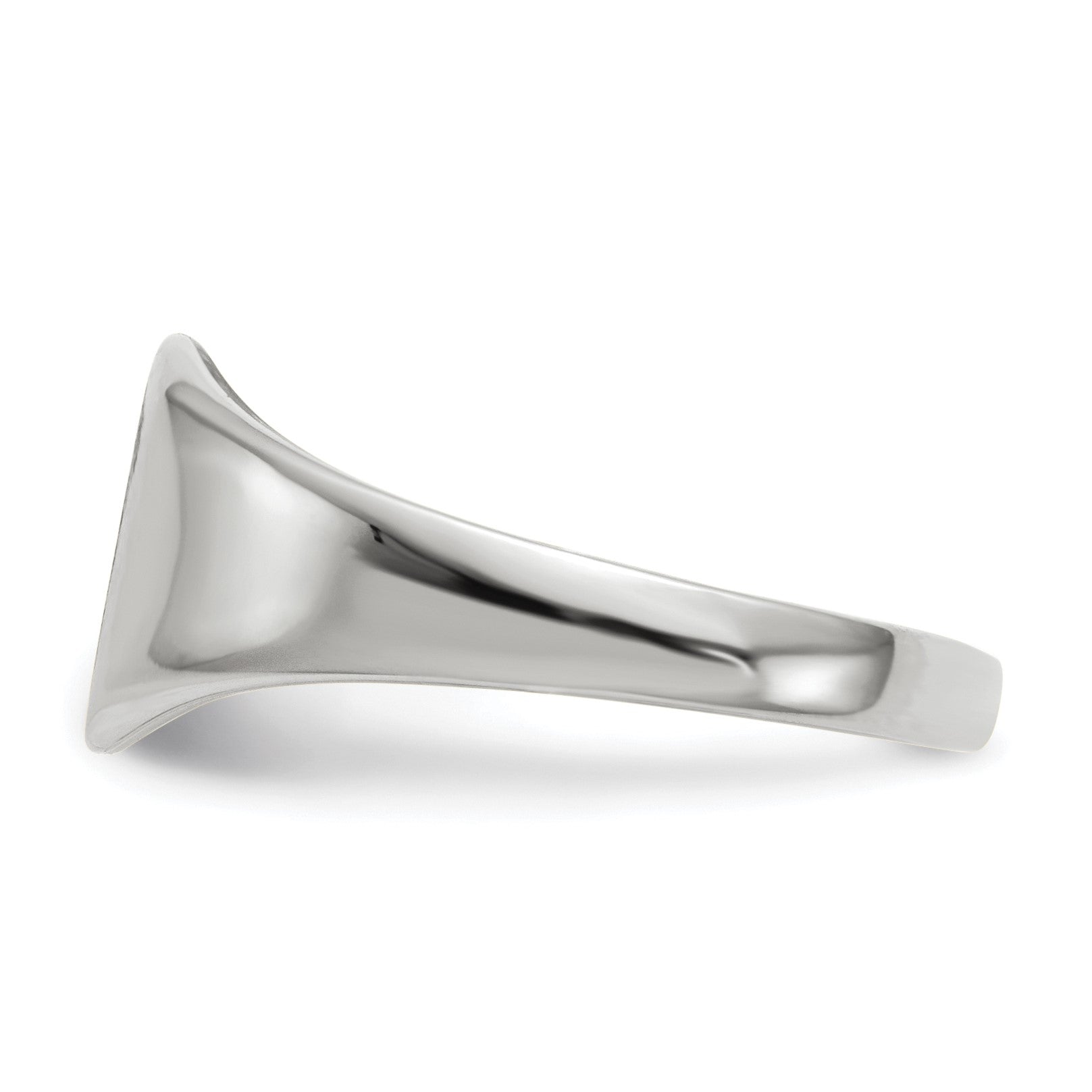 14k White Gold 8.5x8.5mm Cushion Closed Back Signet Ring