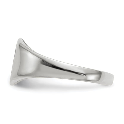 14k White Gold 8.5x8.5mm Cushion Closed Back Signet Ring