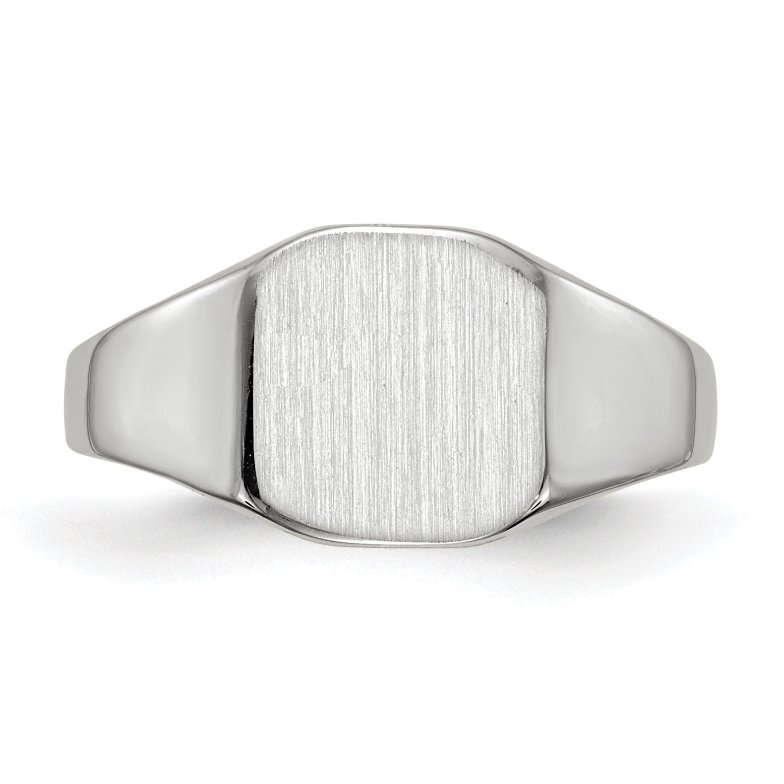 14k White Gold 8.5x8.5mm Cushion Closed Back Signet Ring