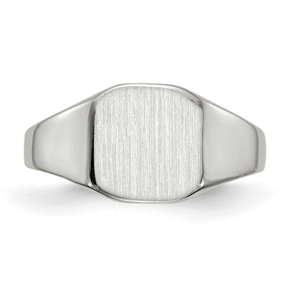 14k White Gold 8.5x8.5mm Cushion Closed Back Signet Ring