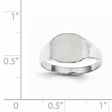 14k White Gold 8.5x8.5mm Cushion Closed Back Signet Ring