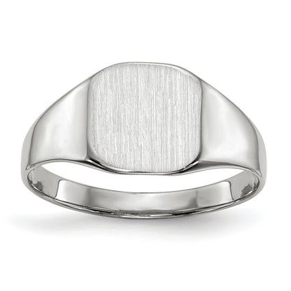 14k White Gold 8.5x8.5mm Cushion Closed Back Signet Ring