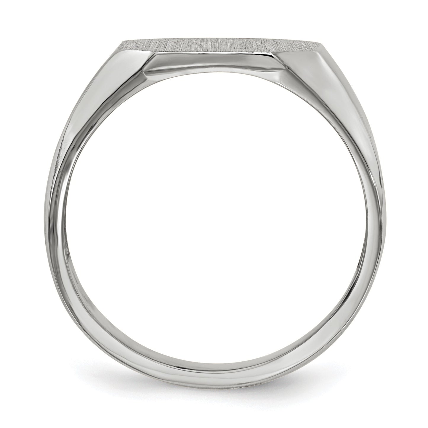 14k White Gold 11.0x11.0mm Octagon Open Back Mens Signet Ring