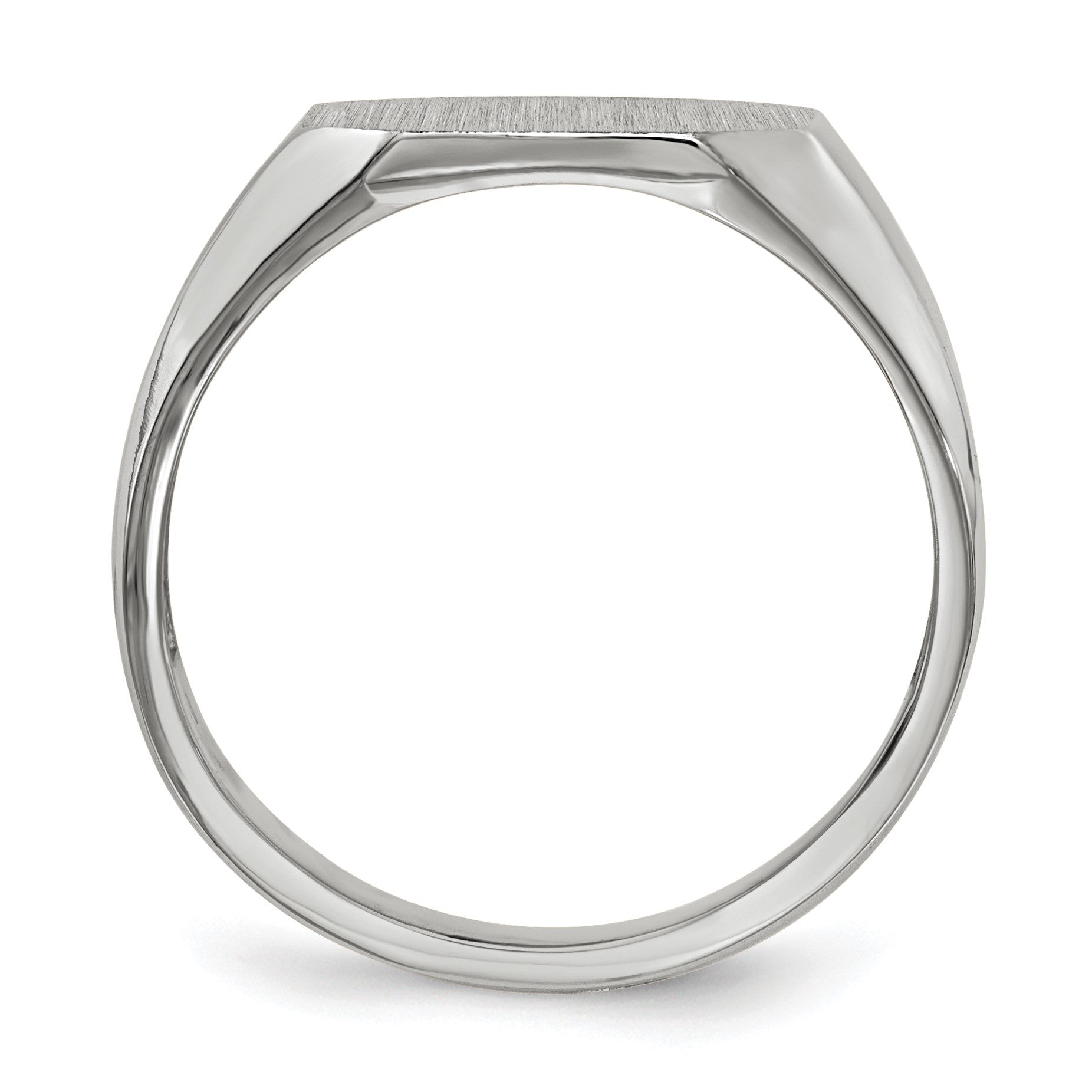 14k White Gold 11.0x11.0mm Octagon Open Back Mens Signet Ring
