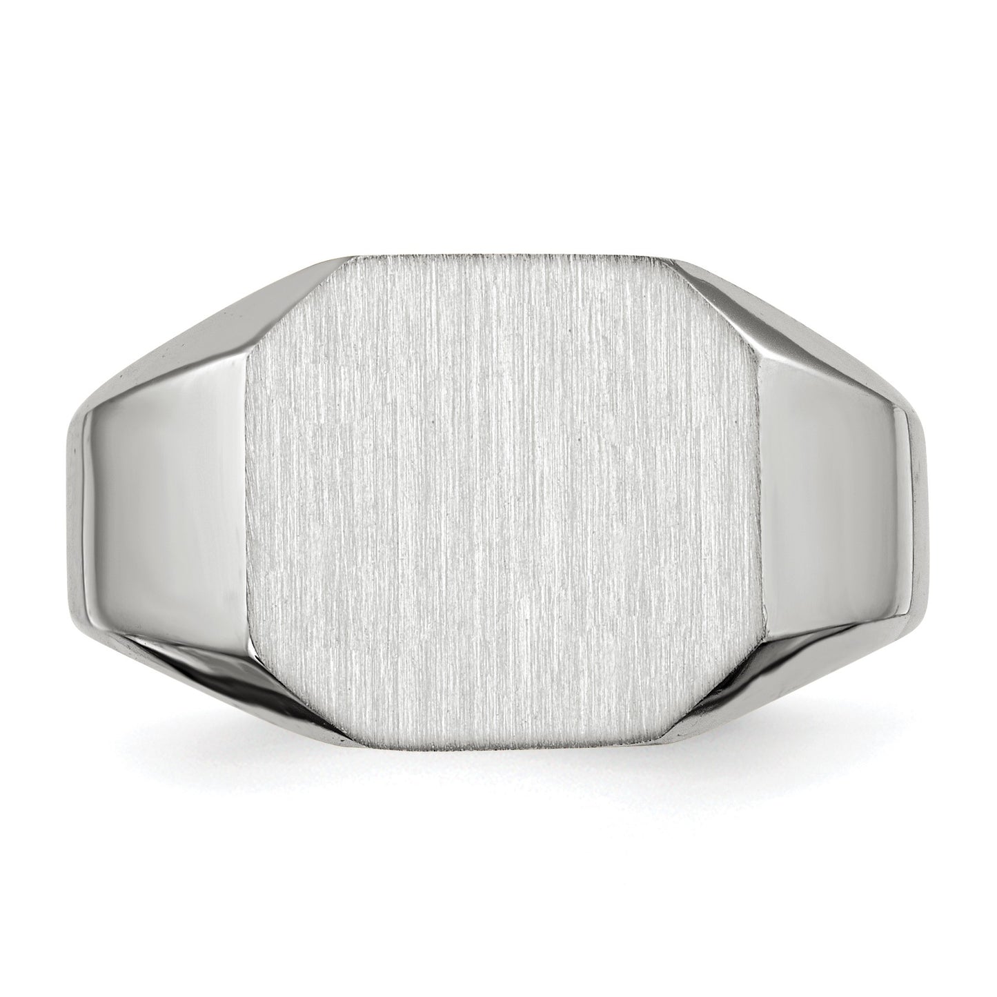 14k White Gold 11.0x11.0mm Octagon Open Back Mens Signet Ring