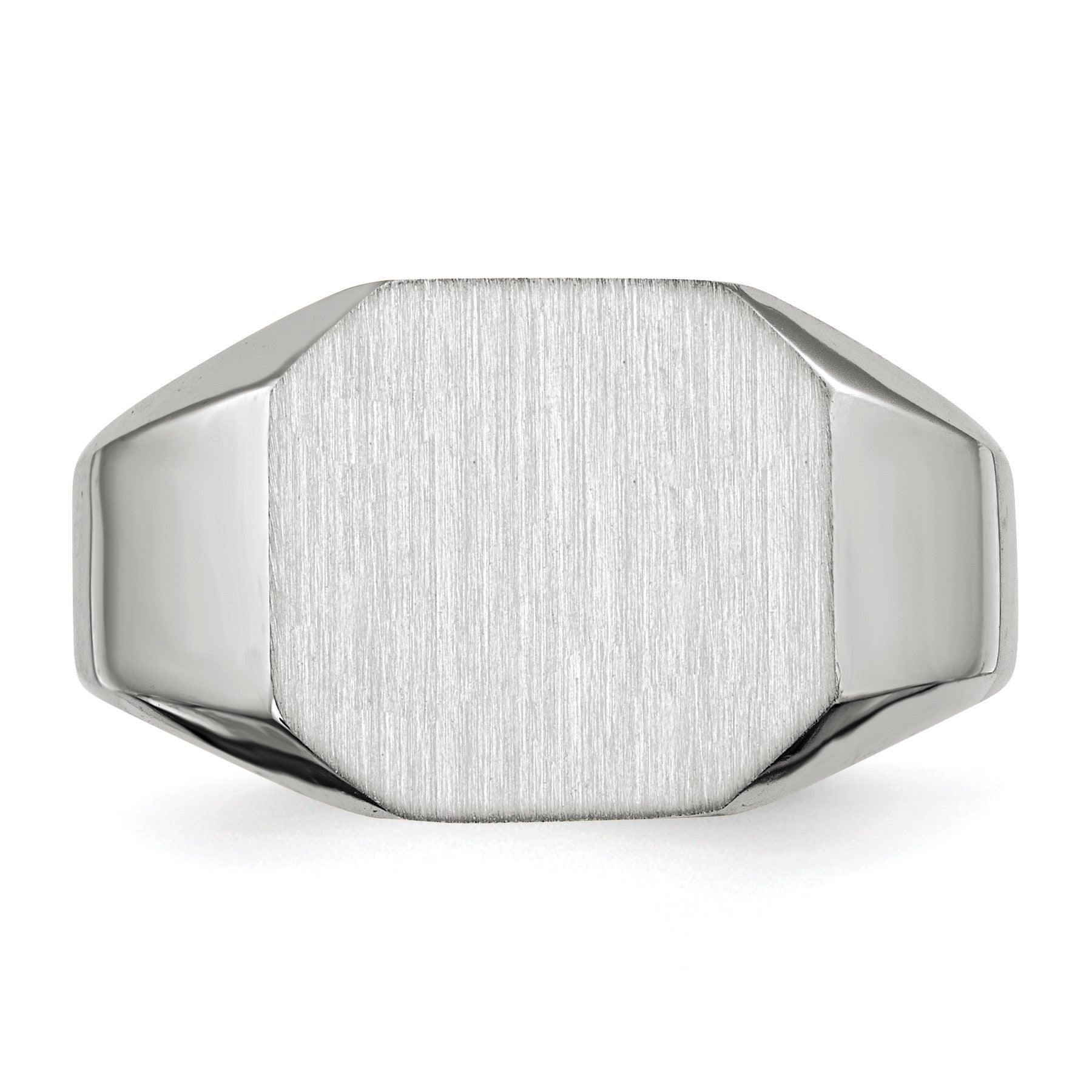 14k White Gold 11.0x11.0mm Octagon Open Back Mens Signet Ring