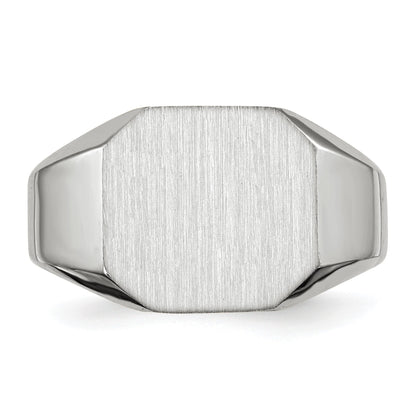 14k White Gold 11.0x11.0mm Octagon Open Back Mens Signet Ring