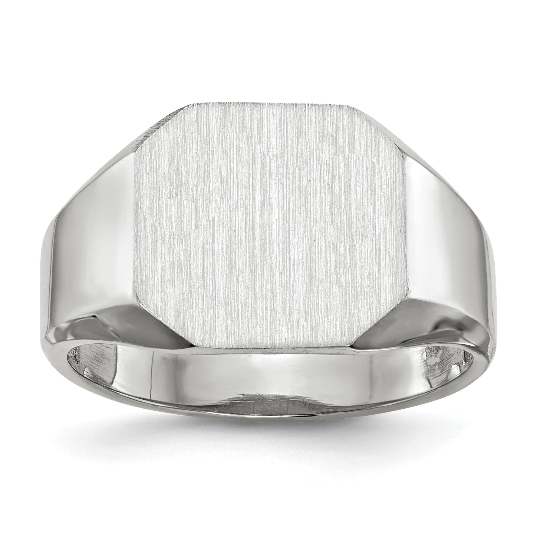 14k White Gold 11.0x11.0mm Octagon Open Back Mens Signet Ring