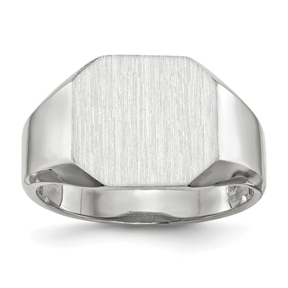 14k White Gold 11.0x11.0mm Octagon Open Back Mens Signet Ring