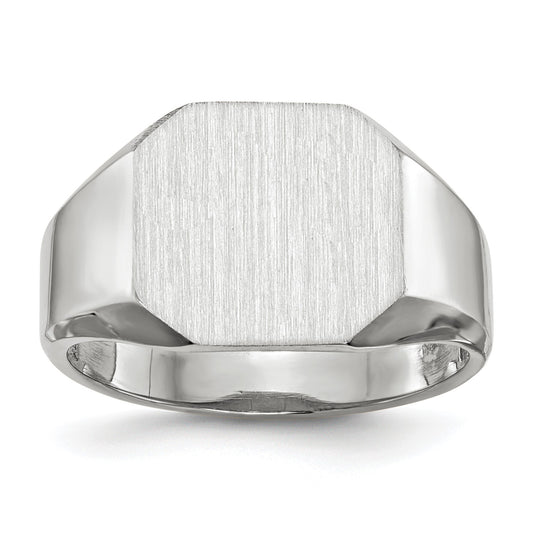 14k White Gold 11.0x11.0mm Octagon Open Back Mens Signet Ring