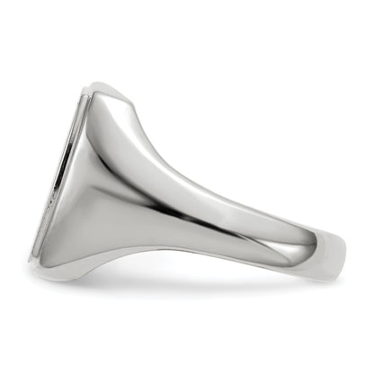 14k White Gold 13.0x15.0mm Rectangle Closed Back Mens Signet Ring