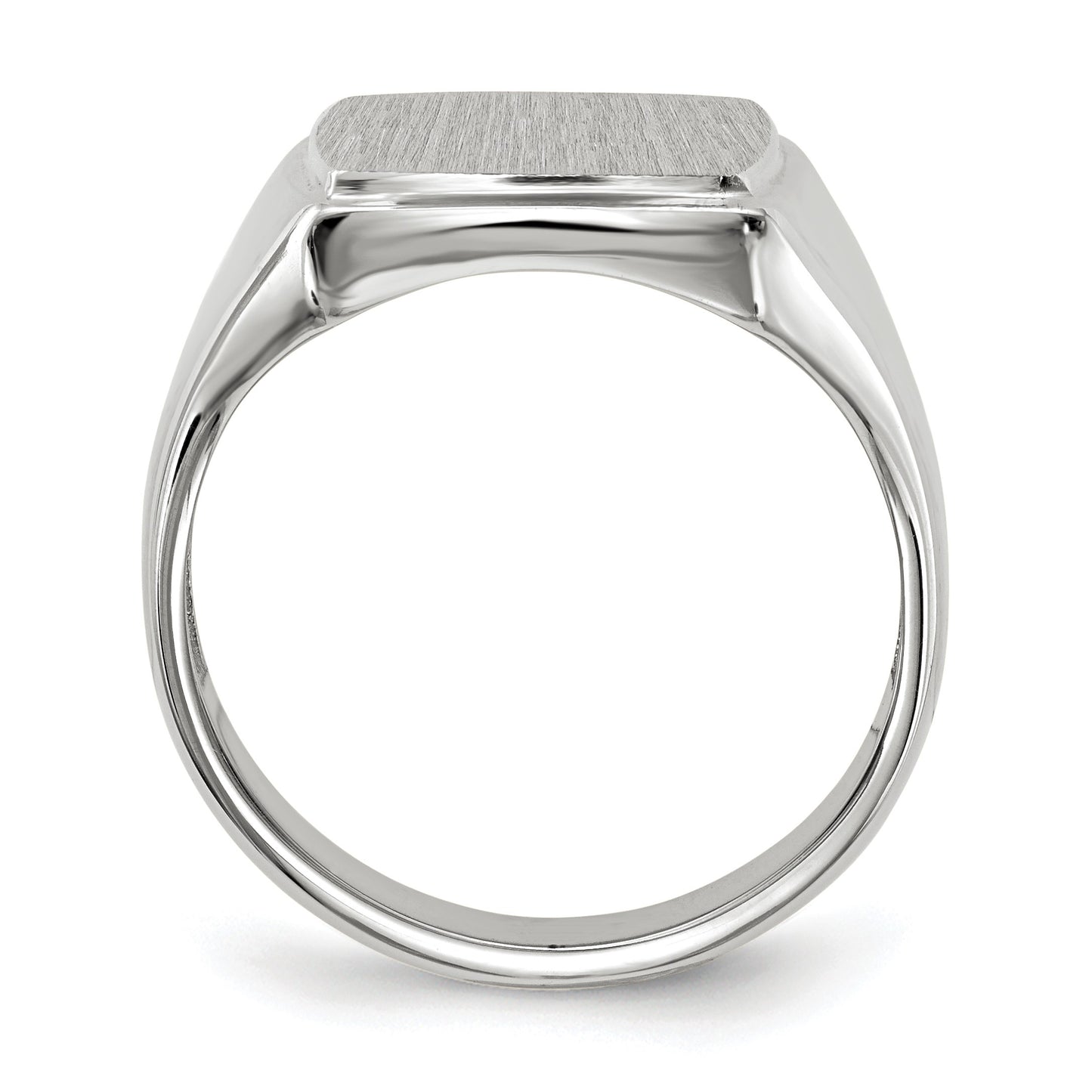 14k White Gold 13.0x15.0mm Rectangle Open Back Mens Signet Ring