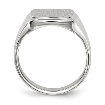 14k White Gold 13.0x15.0mm Rectangle Open Back Mens Signet Ring
