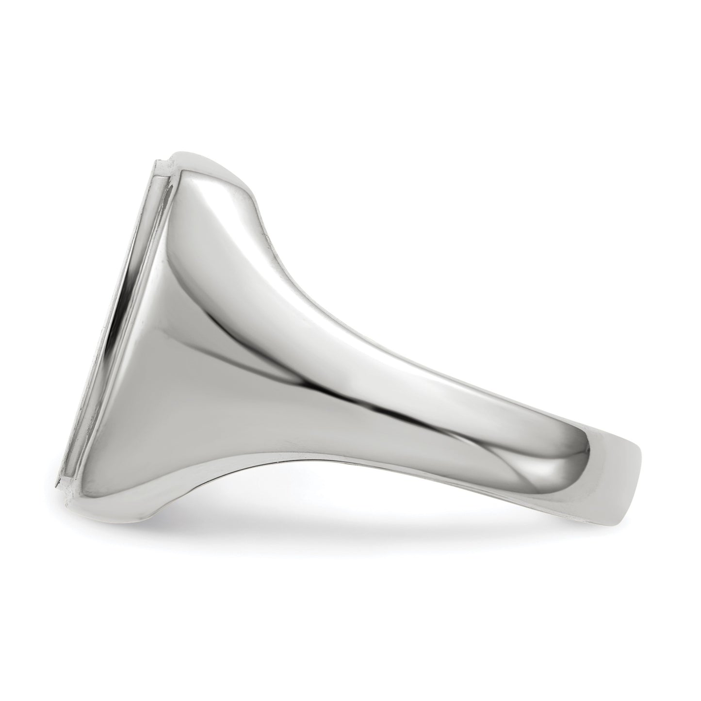 14k White Gold 13.0x15.0mm Rectangle Open Back Mens Signet Ring