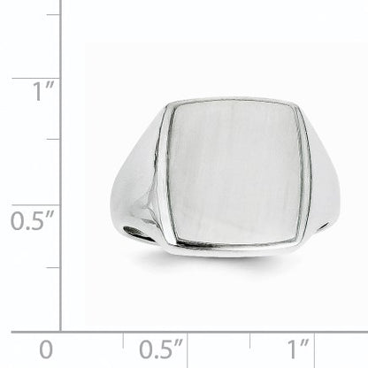 14k White Gold 13.0x15.0mm Rectangle Open Back Mens Signet Ring
