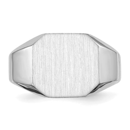 14k White Gold 12.5x11.5mm Octagon Open Back Signet Ring
