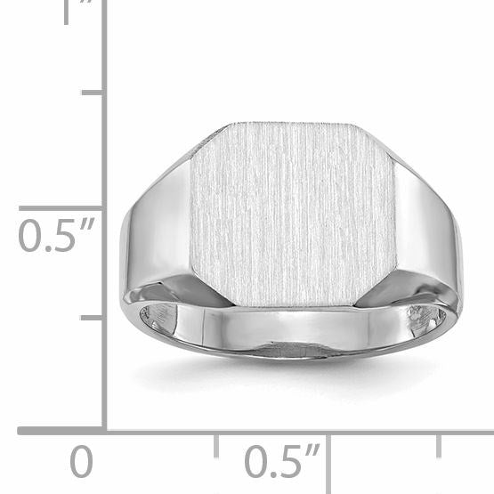 14k White Gold 12.5x11.5mm Octagon Open Back Signet Ring