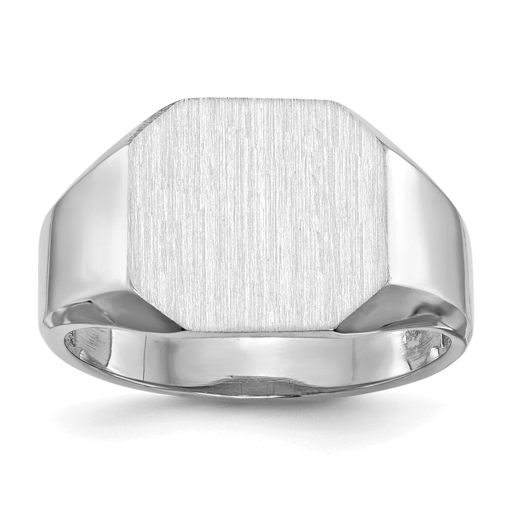 14k White Gold 12.5x11.5mm Octagon Open Back Signet Ring