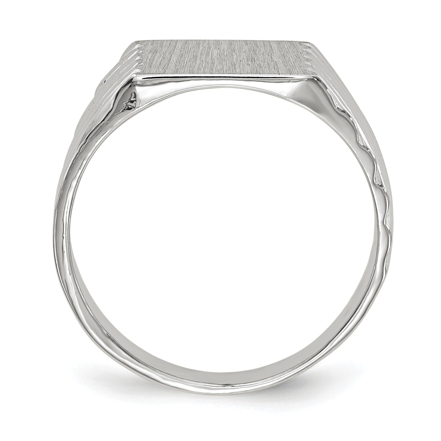 14k White Gold 9.0x10.0mm Rectangle Closed Back Signet Ring