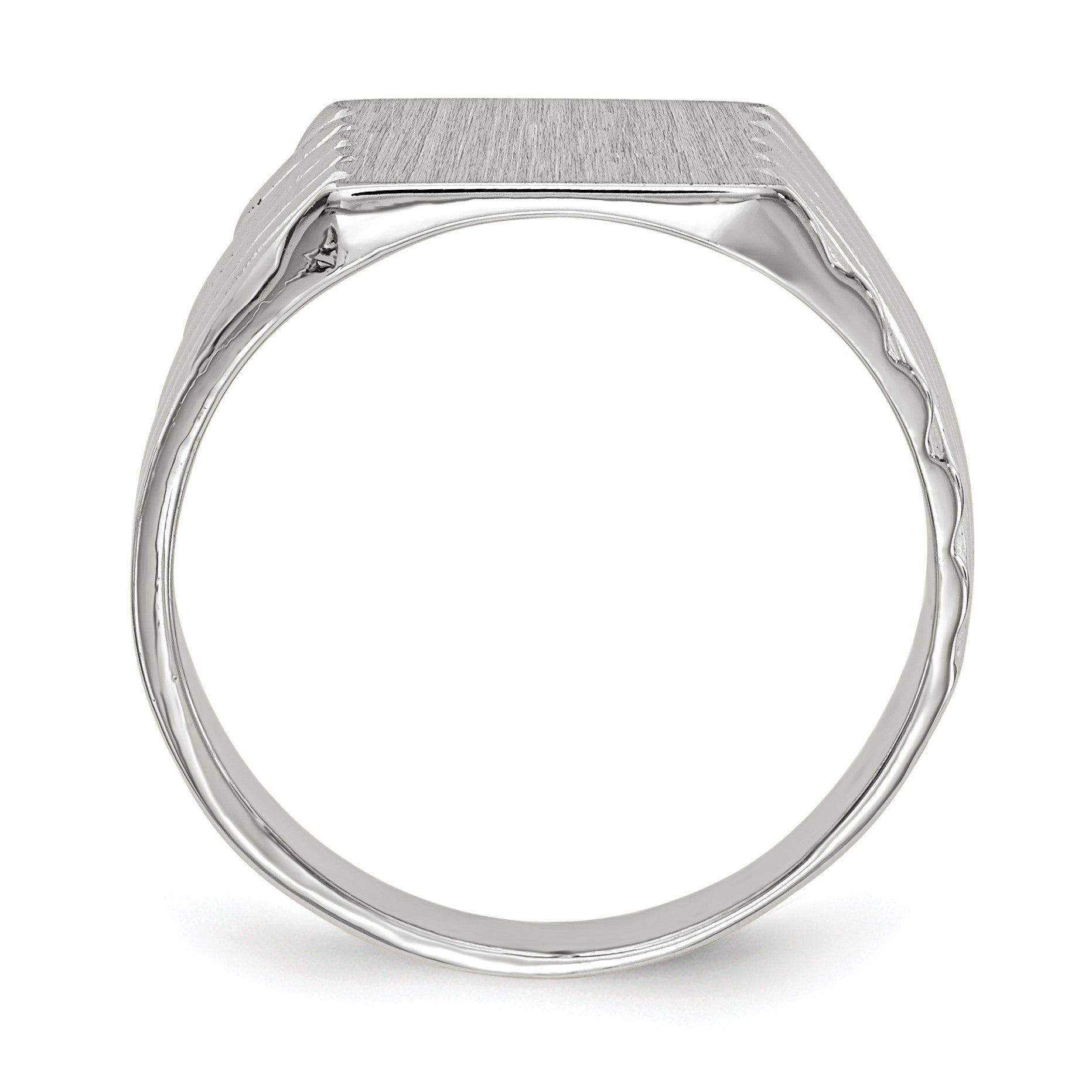 14k White Gold 9.0x10.0mm Rectangle Closed Back Signet Ring