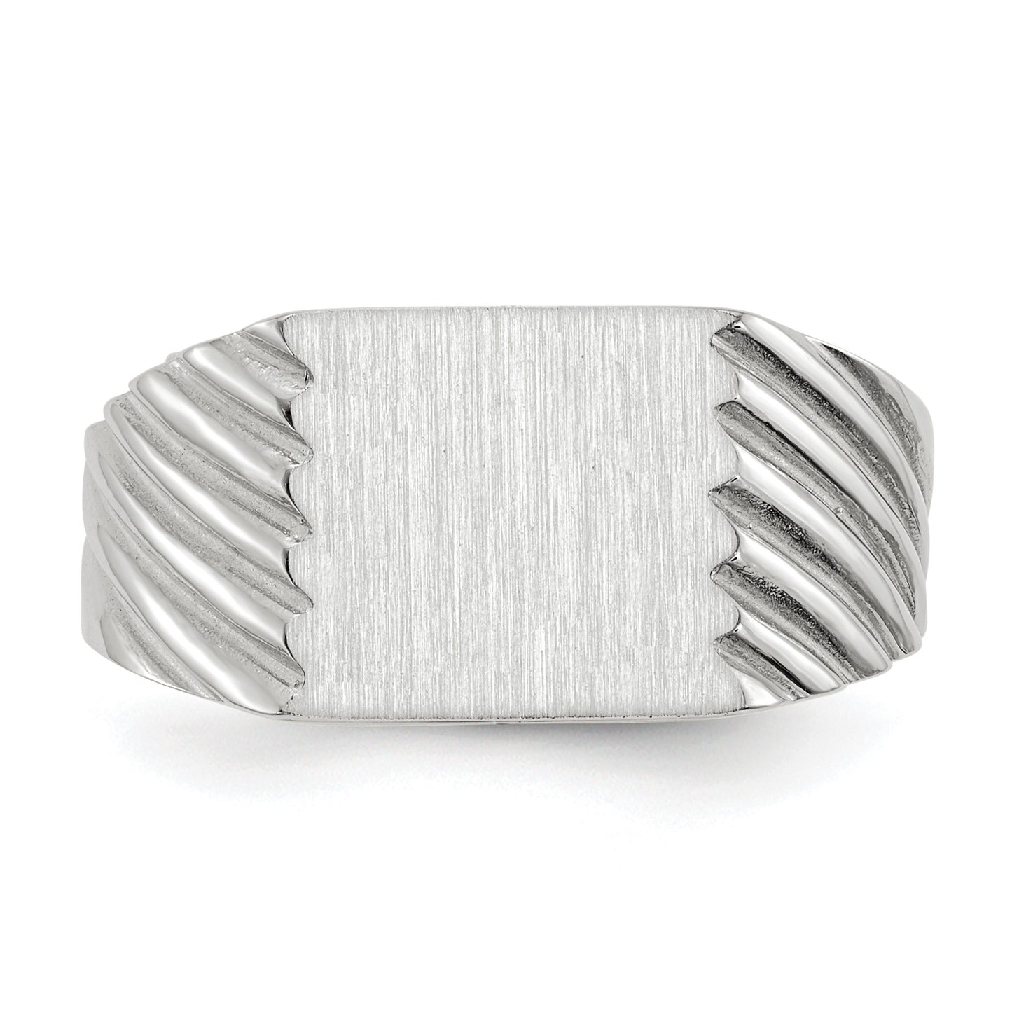 14k White Gold 9.0x10.0mm Rectangle Closed Back Signet Ring