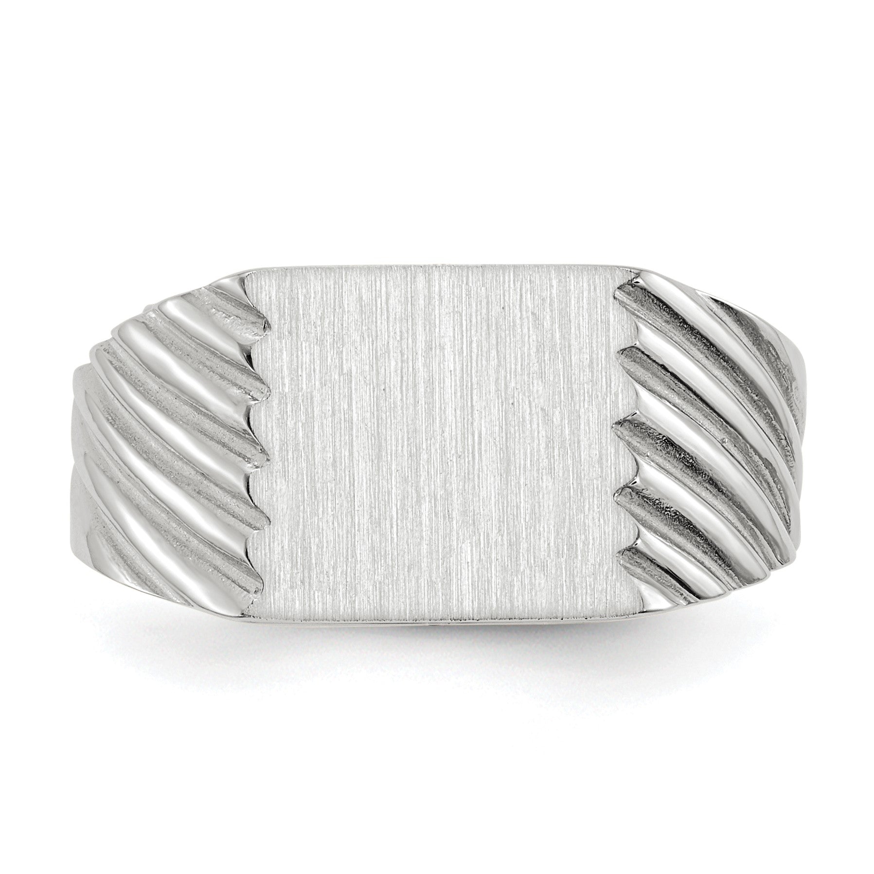 14k White Gold 9.0x10.0mm Rectangle Closed Back Signet Ring