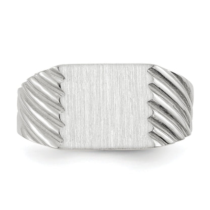 14k White Gold 9.0x10.0mm Rectangle Closed Back Signet Ring