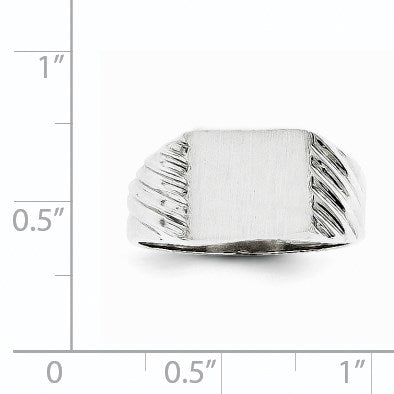 14k White Gold 9.0x10.0mm Rectangle Closed Back Signet Ring