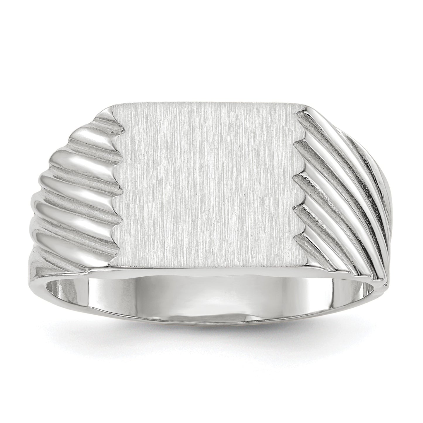14k White Gold 9.0x10.0mm Rectangle Closed Back Signet Ring