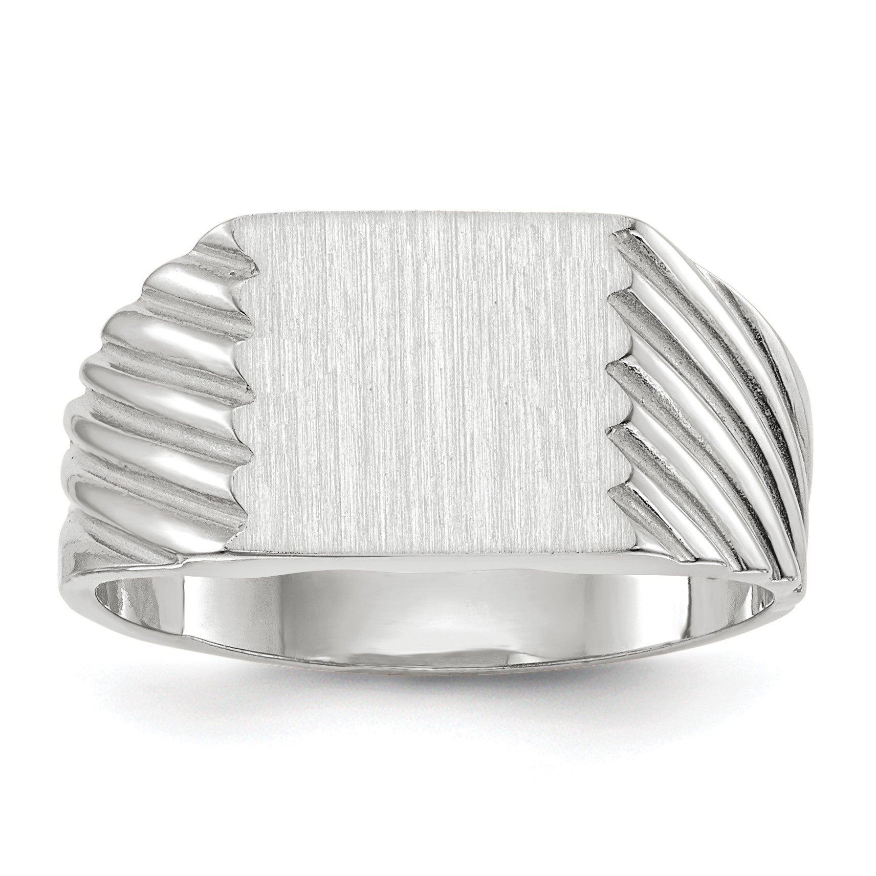 14k White Gold 9.0x10.0mm Rectangle Closed Back Signet Ring