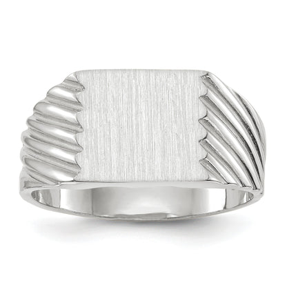 14k White Gold 9.0x10.0mm Rectangle Closed Back Signet Ring