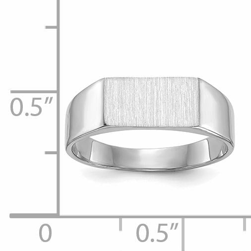 14k White Gold 10.5x5.5mm Rectangle Closed Back Signet Ring