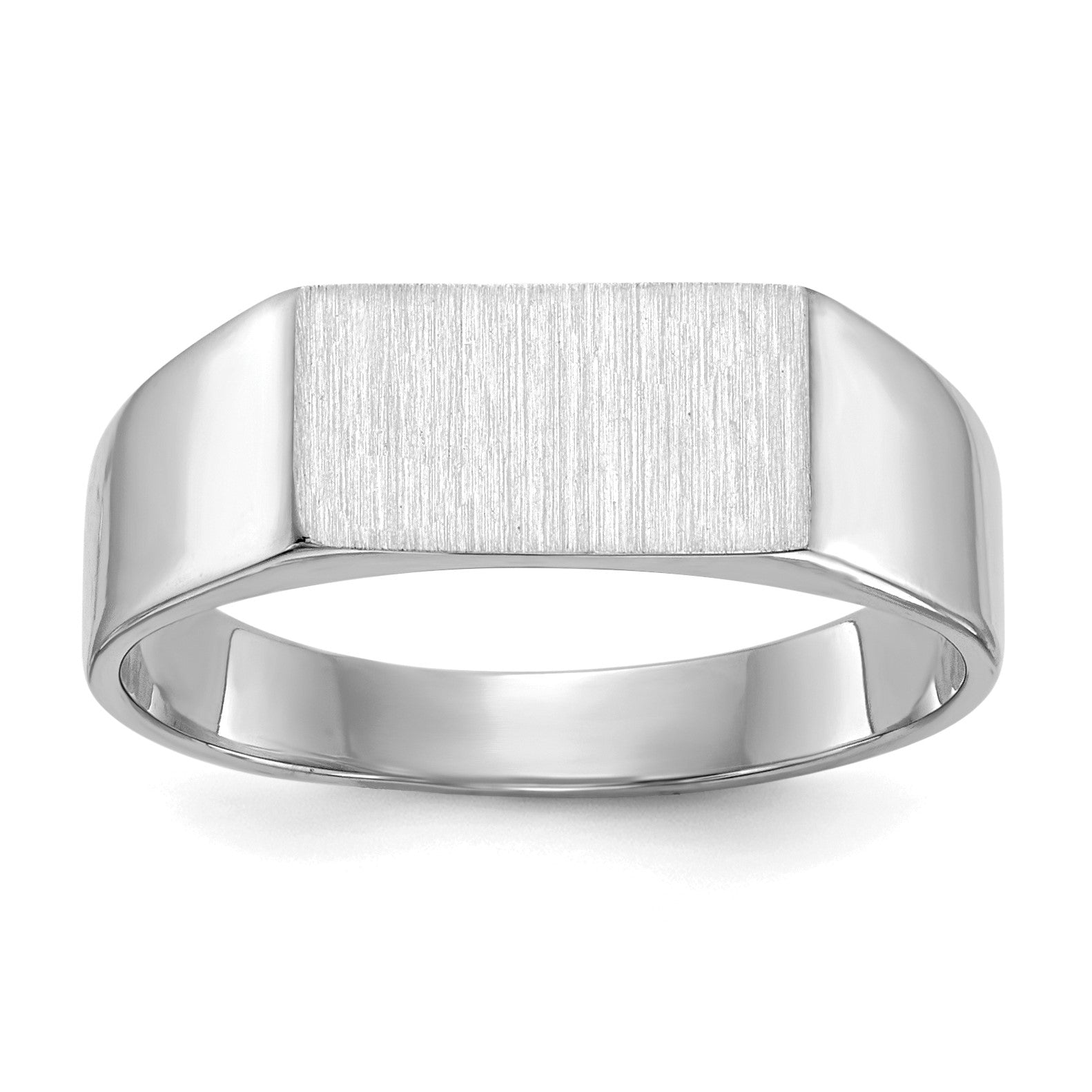 14k White Gold 10.5x5.5mm Rectangle Closed Back Signet Ring