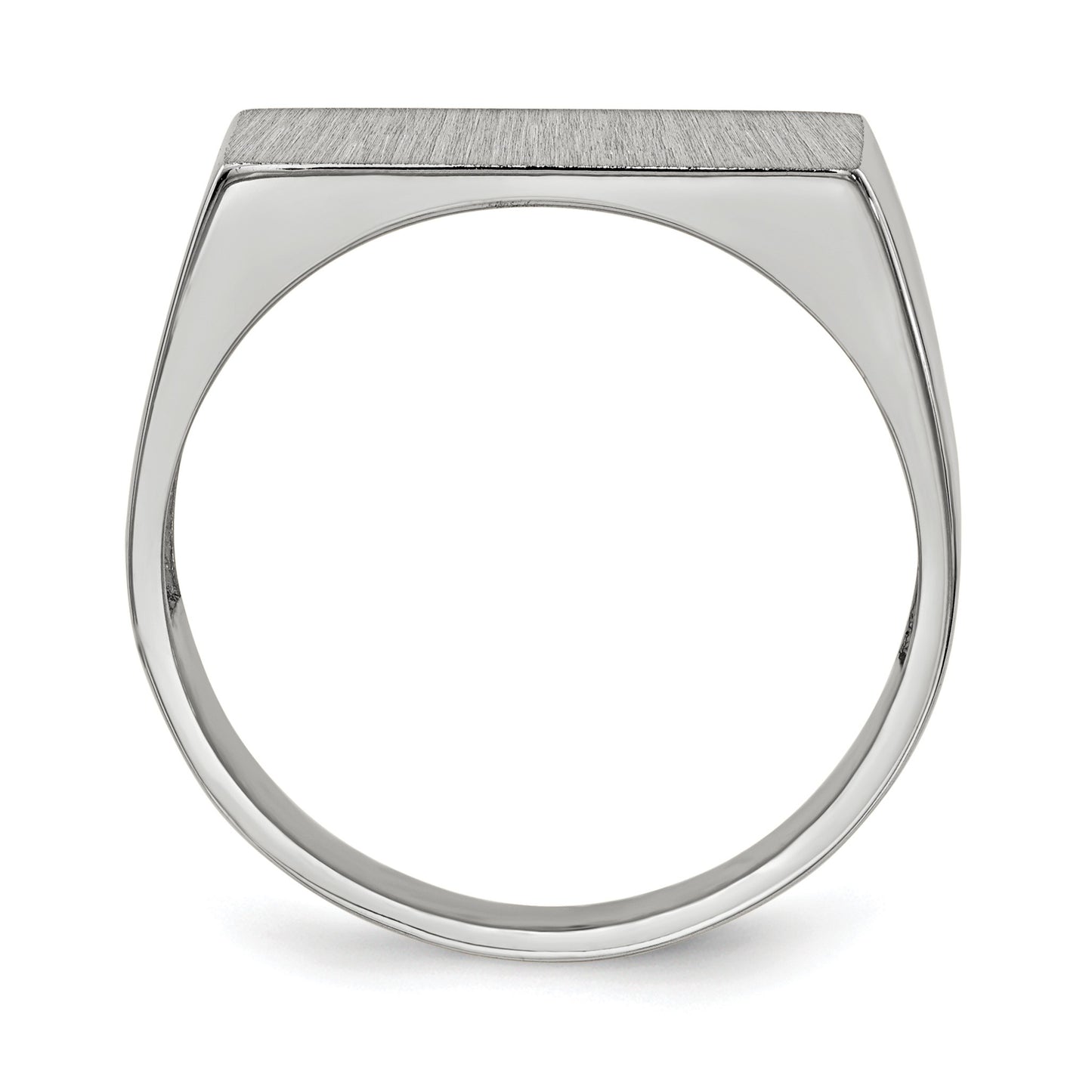 14k White Gold 16.5x8.0mm Rectangle Closed Back Signet Ring