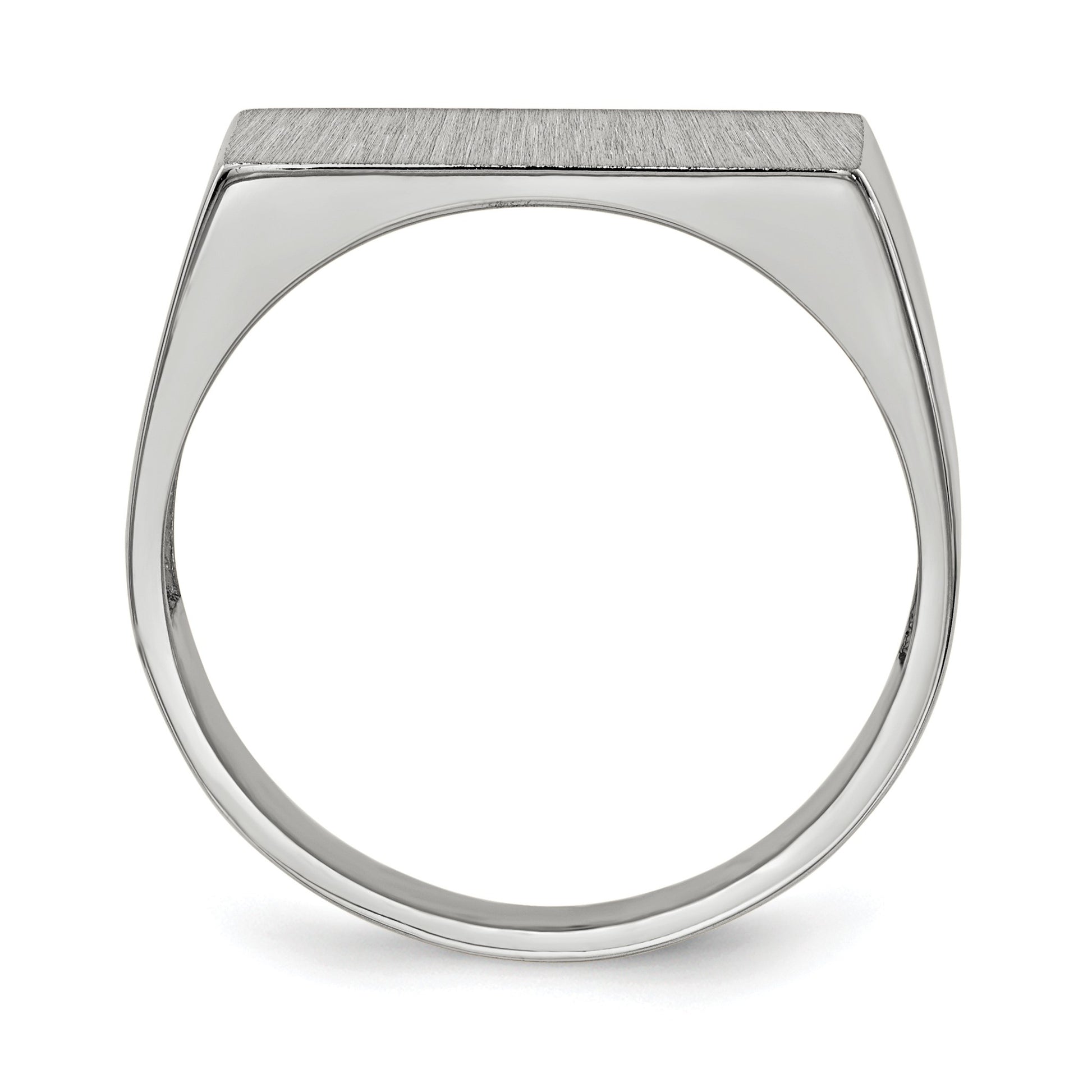 14k White Gold 16.5x8.0mm Rectangle Closed Back Signet Ring