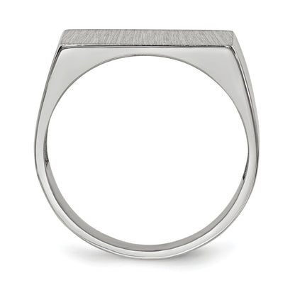 14k White Gold 16.5x8.0mm Rectangle Closed Back Signet Ring