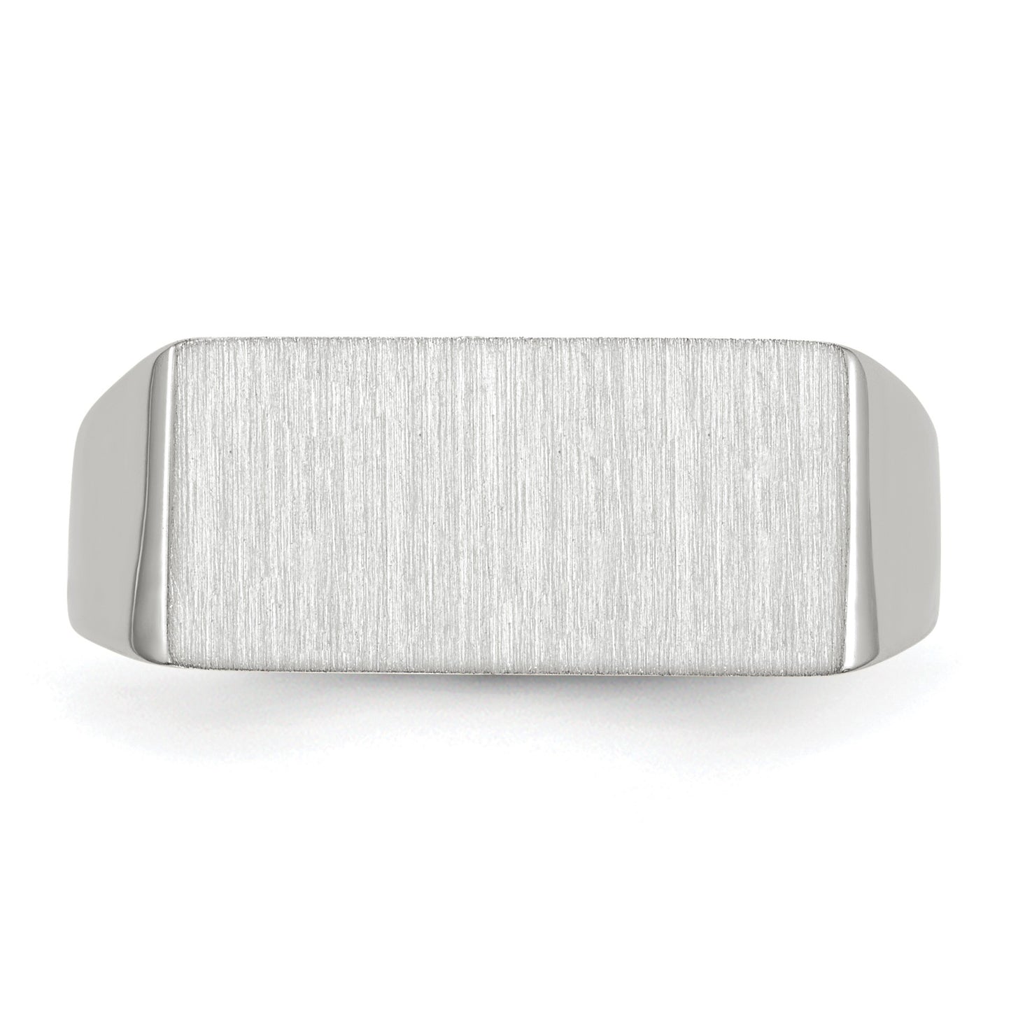 14k White Gold 16.5x8.0mm Rectangle Closed Back Signet Ring