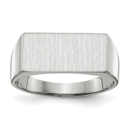 14k White Gold 16.5x8.0mm Rectangle Closed Back Signet Ring