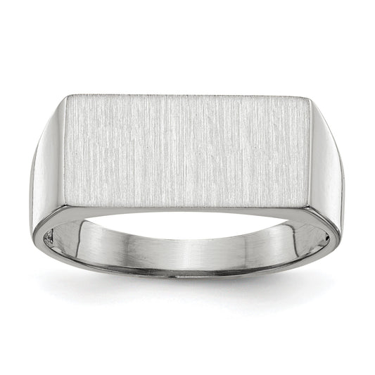 14k White Gold 16.5x8.0mm Rectangle Closed Back Signet Ring