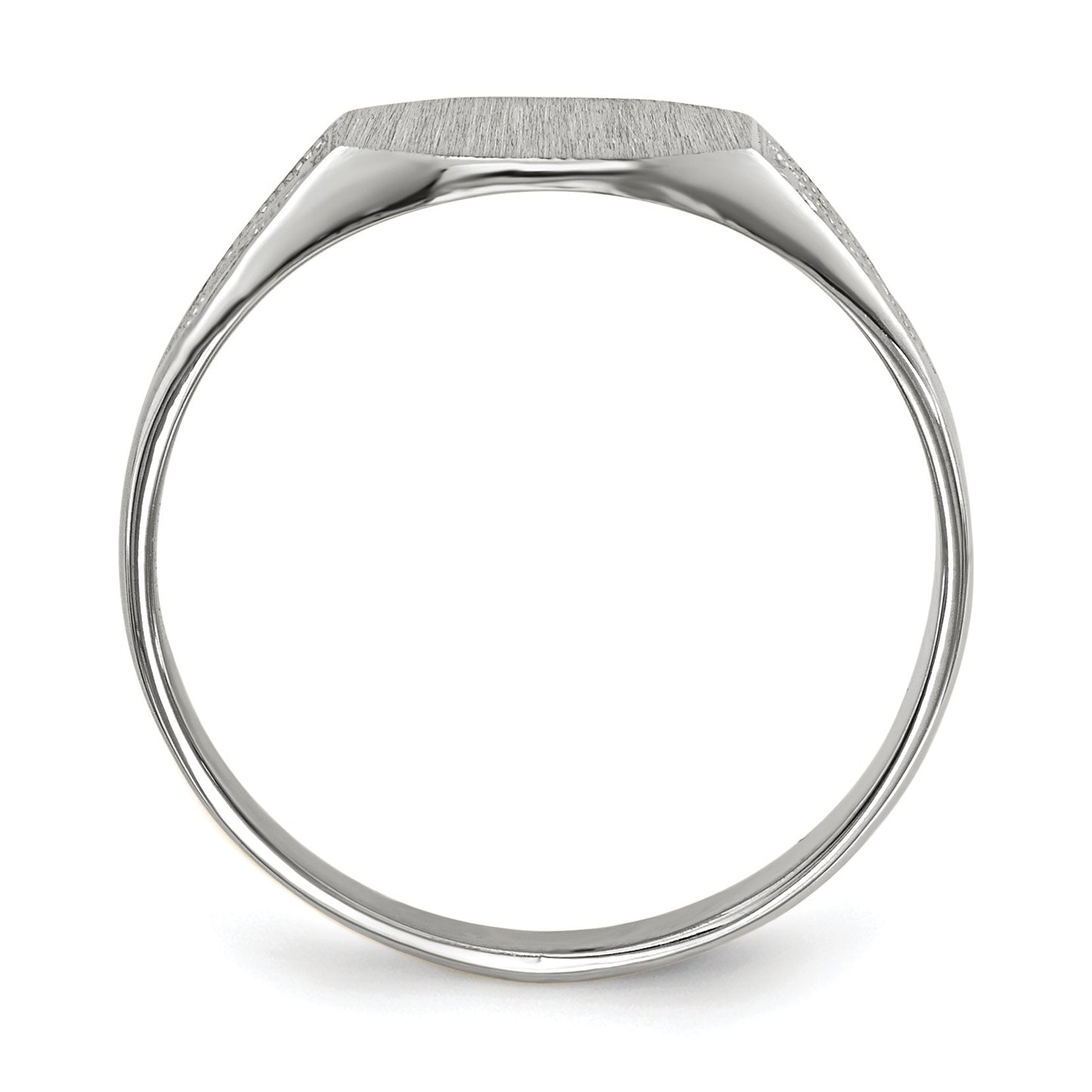 14k White Gold 9.0x7.0mm Octagon Closed Back Signet Ring