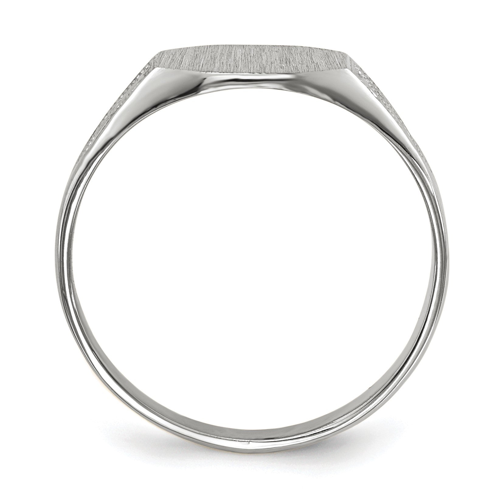 14k White Gold 9.0x7.0mm Octagon Closed Back Signet Ring