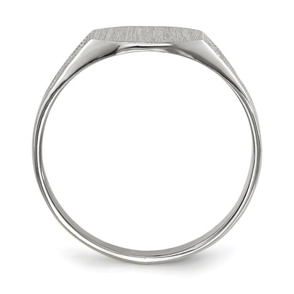 14k White Gold 9.0x7.0mm Octagon Closed Back Signet Ring