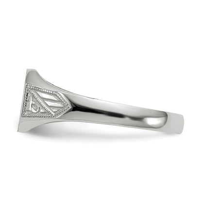 14k White Gold 9.0x7.0mm Octagon Closed Back Signet Ring